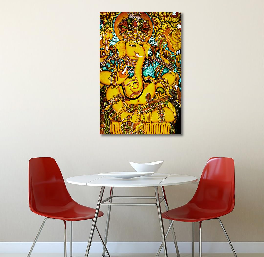 Tamatina Kerala Mural Art Canvas Painting|Jai Sri Ganesh|Art|Size-36X24 Inches.c248